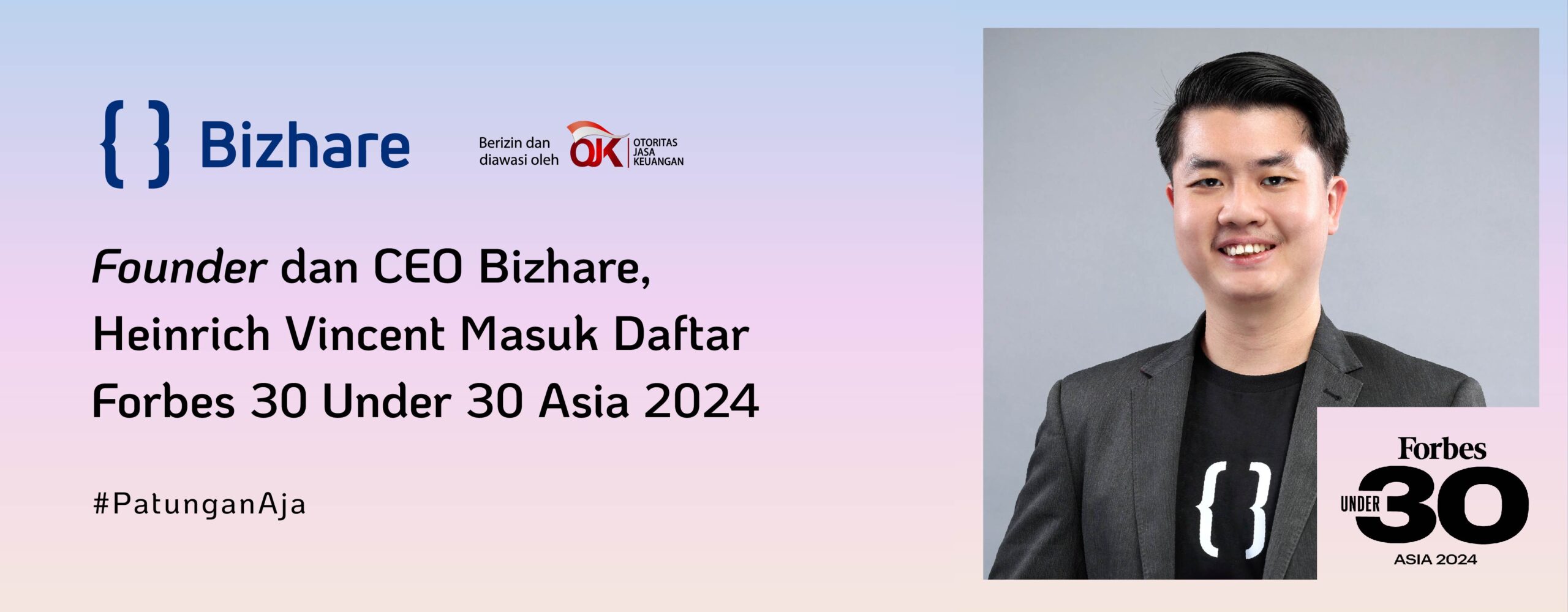 Founder dan CEO Bizhare, Heinrich Vincent Masuk Daftar Forbes 30 Under 30 Asia 2024